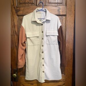Colorblock Corduroy Shacket